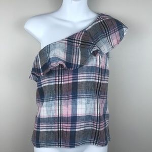 Anthro | Cloth & Stone Linen One Shoulder Top - Size XS